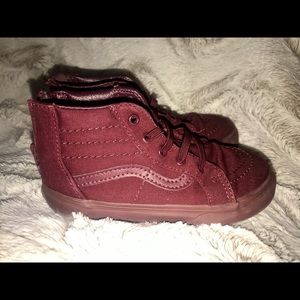 Burgundy high top Vans